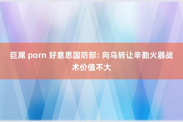 巨屌 porn 好意思国防部: 向乌转让辛勤火器战术价值不大