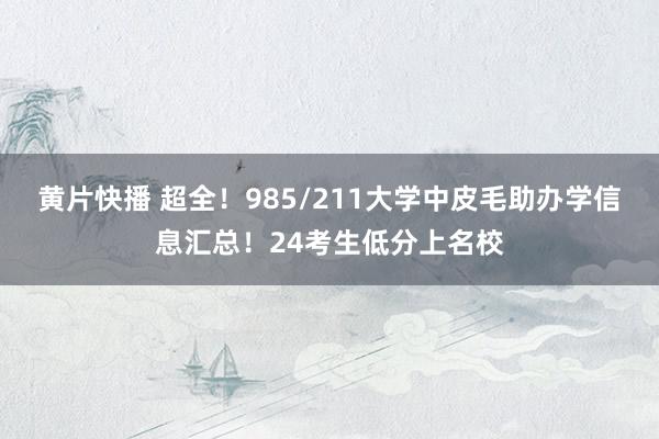 黄片快播 超全！985/211大学中皮毛助办学信息汇总！24考生低分上名校