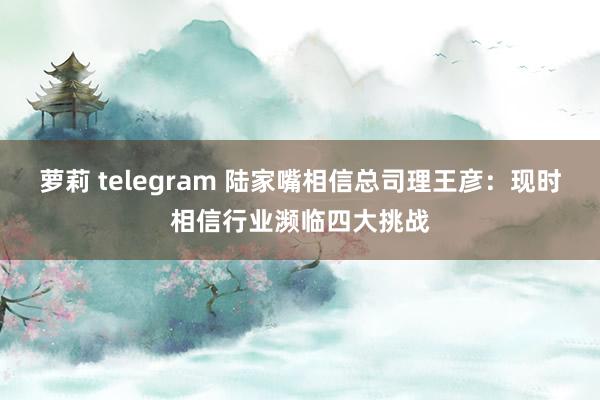 萝莉 telegram 陆家嘴相信总司理王彦：现时相信行业濒临四大挑战