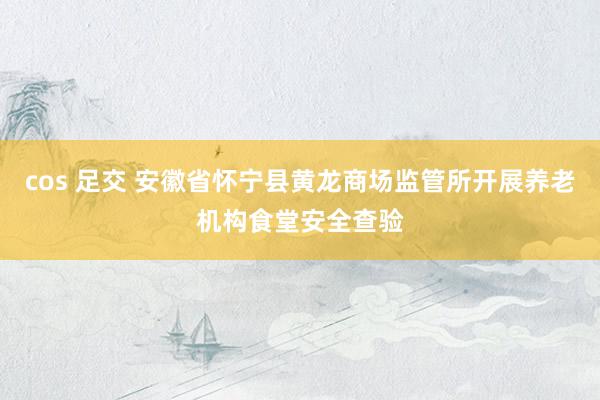 cos 足交 安徽省怀宁县黄龙商场监管所开展养老机构食堂安全查验