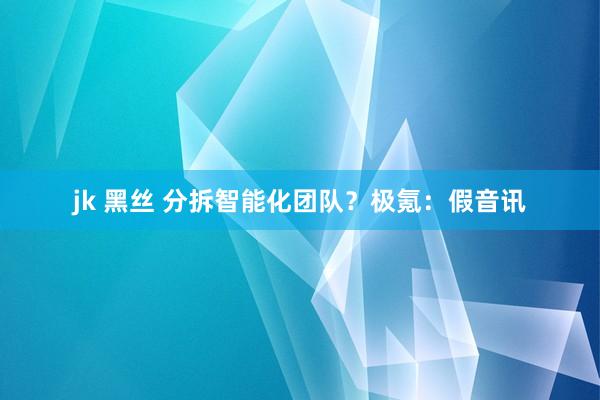 jk 黑丝 分拆智能化团队？极氪：假音讯