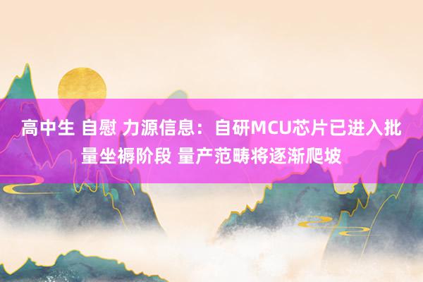 高中生 自慰 力源信息：自研MCU芯片已进入批量坐褥阶段 量产范畴将逐渐爬坡