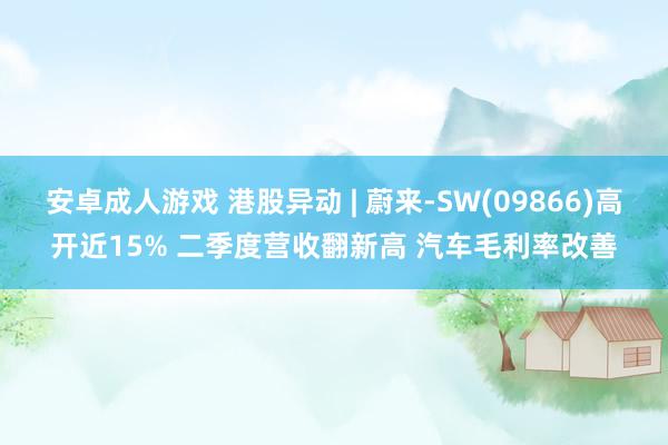 安卓成人游戏 港股异动 | 蔚来-SW(09866)高开近15% 二季度营收翻新高 汽车毛利率改善