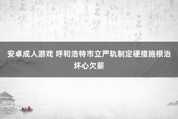 安卓成人游戏 呼和浩特市立严轨制定硬措施根治坏心欠薪