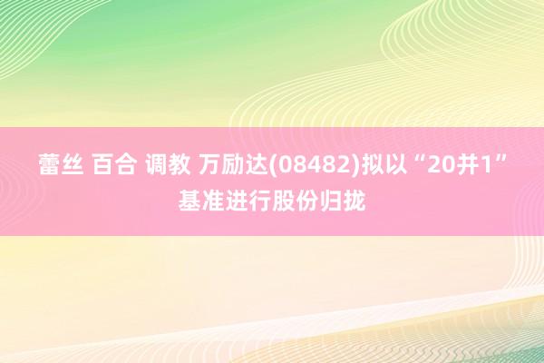 蕾丝 百合 调教 万励达(08482)拟以“20并1”基准进行股份归拢