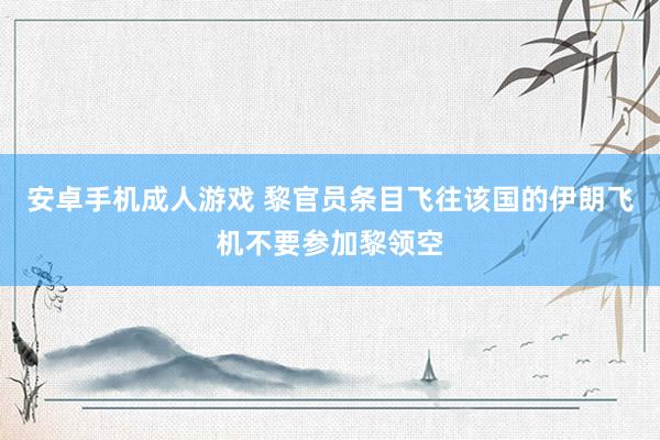 安卓手机成人游戏 黎官员条目飞往该国的伊朗飞机不要参加黎领空