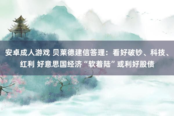 安卓成人游戏 贝莱德建信答理：看好破钞、科技、红利 好意思国经济“软着陆”或利好股债