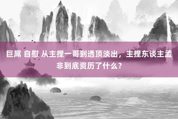 巨屌 自慰 从主捏一哥到透顶淡出，主捏东谈主孟非到底资历了什么？