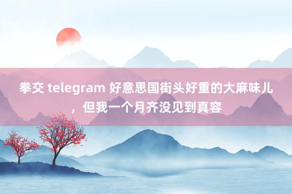 拳交 telegram 好意思国街头好重的大麻味儿，但我一个月齐没见到真容