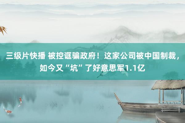 三级片快播 被控诓骗政府！这家公司被中国制裁，如今又“坑”了好意思军1.1亿