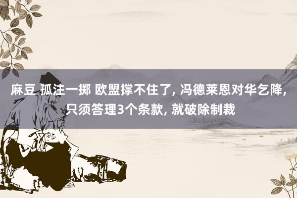 麻豆 孤注一掷 欧盟撑不住了， 冯德莱恩对华乞降， 只须答理3个条款， 就破除制裁