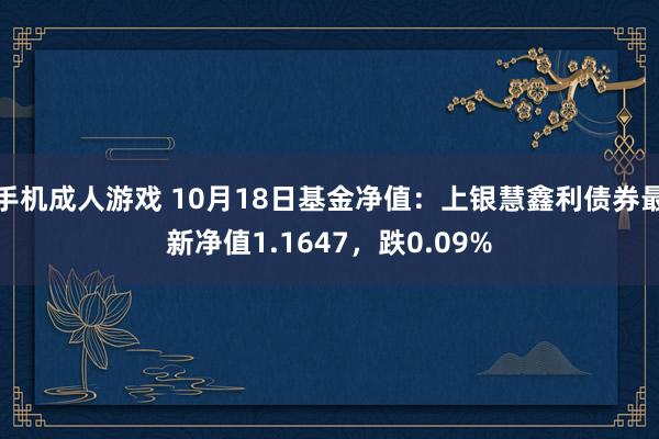 手机成人游戏 10月18日基金净值：上银慧鑫利债券最新净值1.1647，跌0.09%