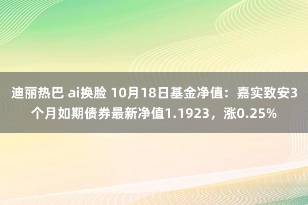 迪丽热巴 ai换脸 10月18日基金净值：嘉实致安3个月如期债券最新净值1.1923，涨0.25%