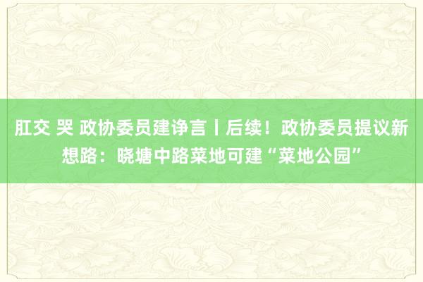 肛交 哭 政协委员建诤言丨后续！政协委员提议新想路：晓塘中路菜地可建“菜地公园”