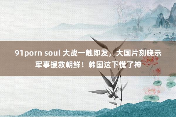 91porn soul 大战一触即发，大国片刻晓示军事援救朝鲜！韩国这下慌了神