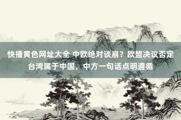 快播黄色网址大全 中欧绝对谈崩？欧盟决议否定台湾属于中国，中方一句话点明遵循