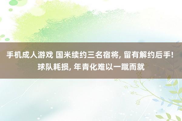 手机成人游戏 国米续约三名宿将， 留有解约后手! 球队耗损， 年青化难以一蹴而就