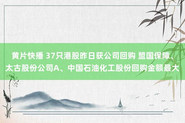 黄片快播 37只港股昨日获公司回购 盟国保障、太古股份公司A、中国石油化工股份回购金额最大