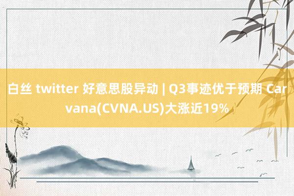 白丝 twitter 好意思股异动 | Q3事迹优于预期 Carvana(CVNA.US)大涨近19%