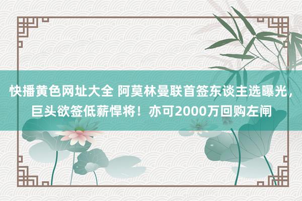 快播黄色网址大全 阿莫林曼联首签东谈主选曝光，巨头欲签低薪悍将！亦可2000万回购左闸