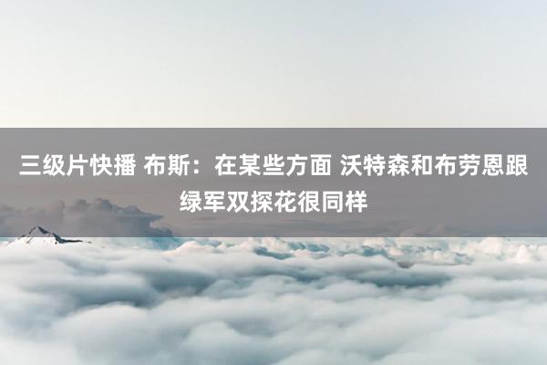 三级片快播 布斯：在某些方面 沃特森和布劳恩跟绿军双探花很同样