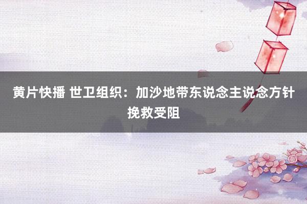 黄片快播 世卫组织：加沙地带东说念主说念方针挽救受阻