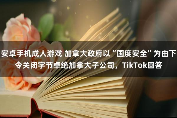 安卓手机成人游戏 加拿大政府以“国度安全”为由下令关闭字节卓绝加拿大子公司，TikTok回答