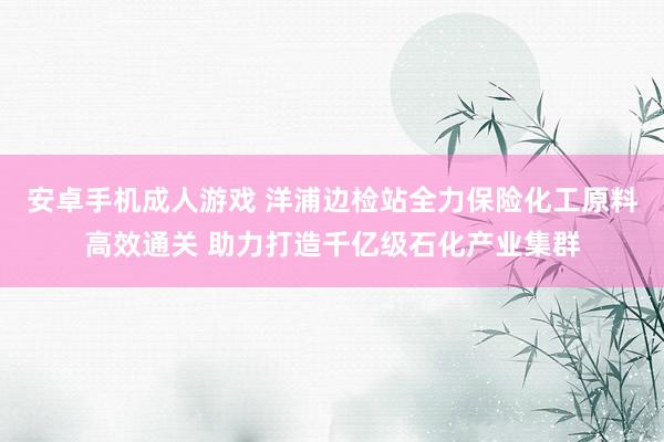 安卓手机成人游戏 洋浦边检站全力保险化工原料高效通关 助力打造千亿级石化产业集群