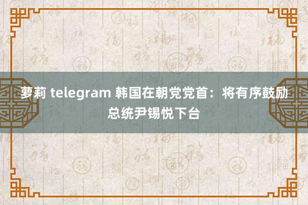 萝莉 telegram 韩国在朝党党首：将有序鼓励总统尹锡悦下台