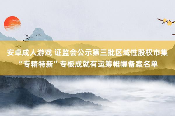 安卓成人游戏 证监会公示第三批区域性股权市集“专精特新”专板成就有运筹帷幄备案名单