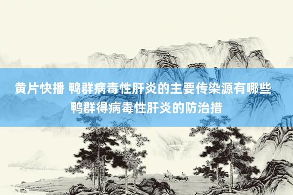 黄片快播 鸭群病毒性肝炎的主要传染源有哪些  鸭群得病毒性肝炎的防治措