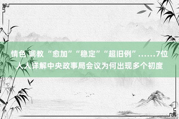 情色 调教 “愈加”“稳定”“超旧例”……7位人人详解中央政事局会议为何出现多个初度