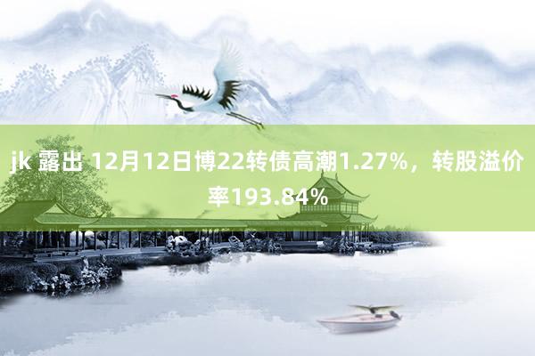 jk 露出 12月12日博22转债高潮1.27%，转股溢价率193.84%