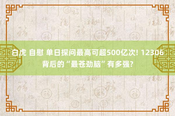 白虎 自慰 单日探问最高可超500亿次! 12306背后的“最苍劲脑”有多强?