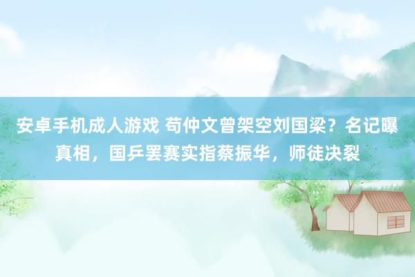 安卓手机成人游戏 苟仲文曾架空刘国梁？名记曝真相，国乒罢赛实指蔡振华，师徒决裂