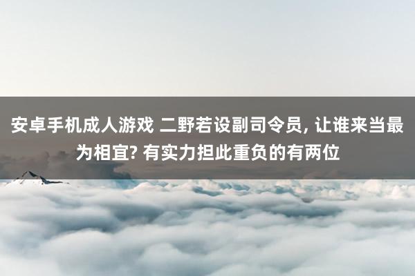 安卓手机成人游戏 二野若设副司令员， 让谁来当最为相宜? 有实力担此重负的有两位