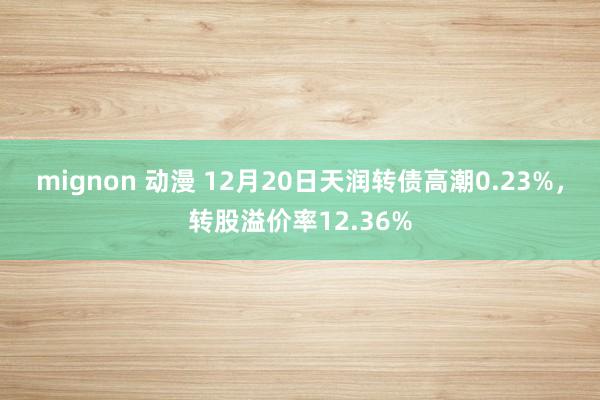 mignon 动漫 12月20日天润转债高潮0.23%，转股溢价率12.36%