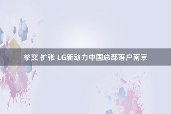 拳交 扩张 LG新动力中国总部落户南京