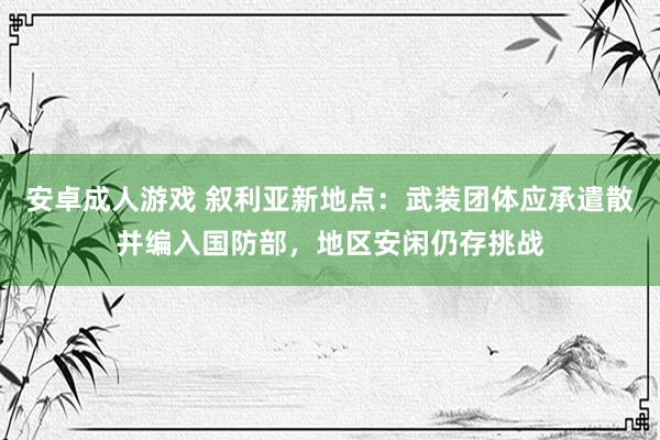 安卓成人游戏 叙利亚新地点：武装团体应承遣散并编入国防部，地区安闲仍存挑战