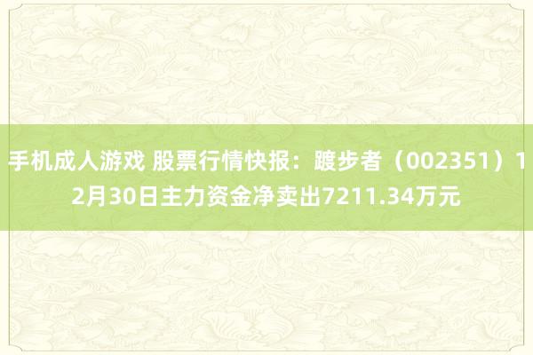 手机成人游戏 股票行情快报：踱步者（002351）12月30日主力资金净卖出7211.34万元