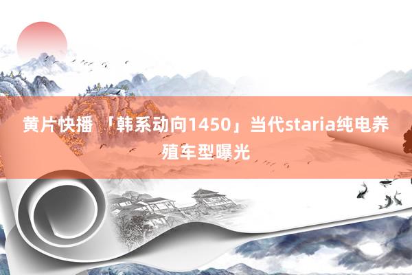 黄片快播 「韩系动向1450」当代staria纯电养殖车型曝光